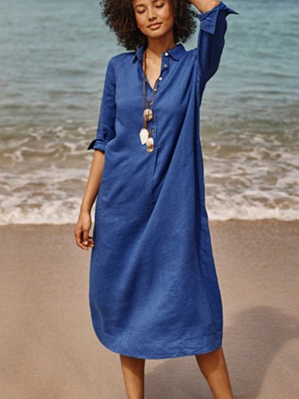 J. Jill | Love Linen Shirt Dress | Blue 100% Linen Midi | Small